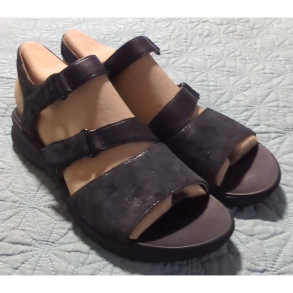 Clarks Unstructured Women's Un Adorn Ease Black Sandal Sz 10 Leather Ortholite
